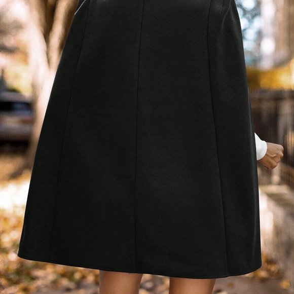 Black Casual Womens Cloak Sleeve Double Breasted Cape Overcoat - Picture 5 of 5